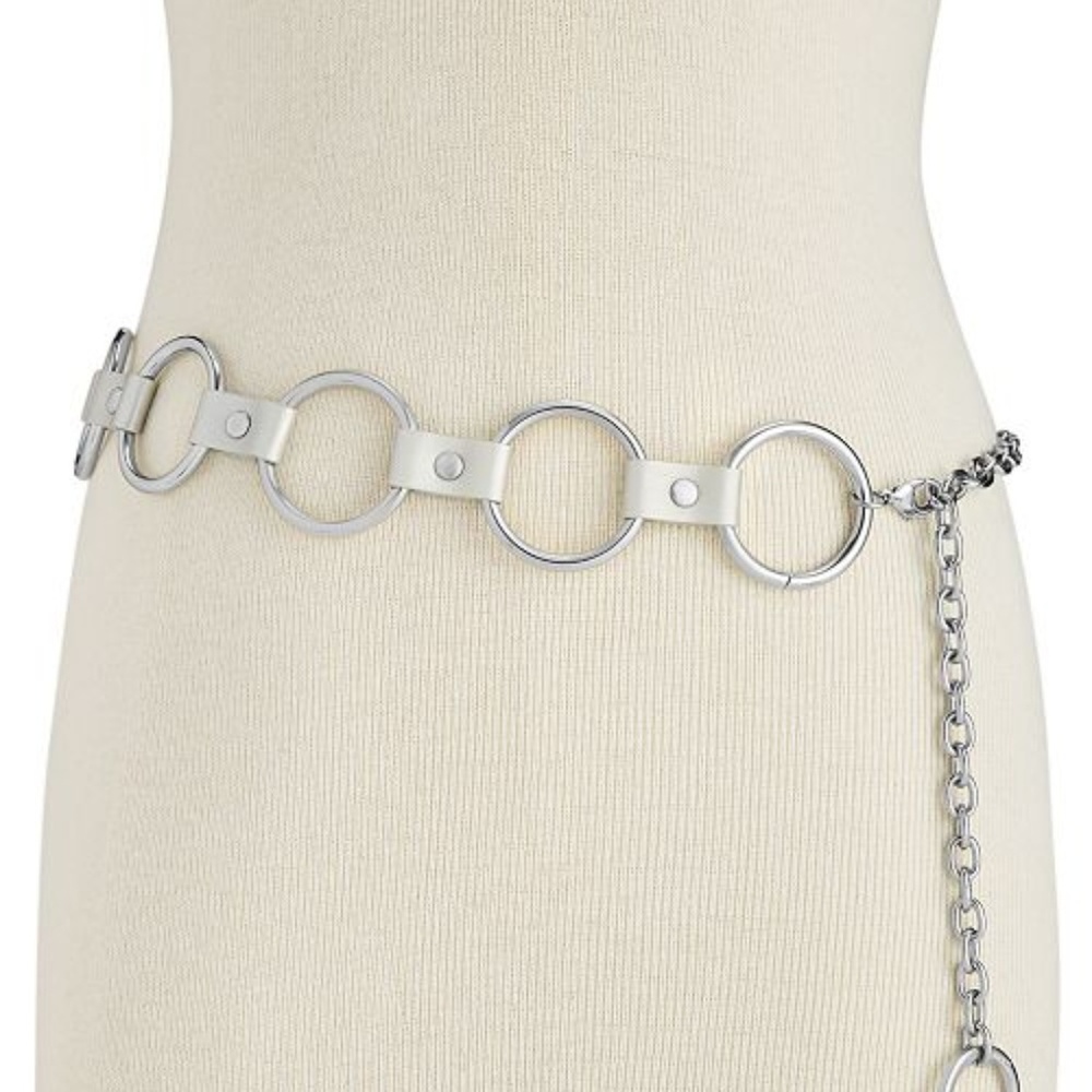 Steve Madden Circle-Link Chain Belt Silver